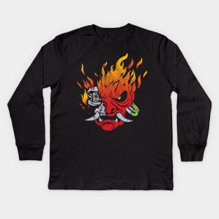 Cyberpunk 2077 - Flaming Samurai Kids Long Sleeve T-Shirt